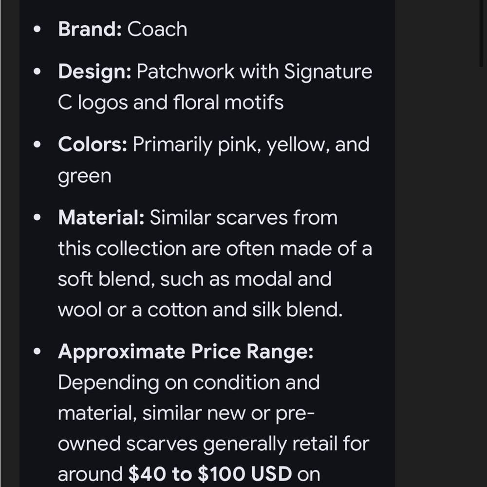 Coach Pink and Green 100% Silk neck/hair/purse Scarf, the Hamptons collection. - Picture 12 of 17